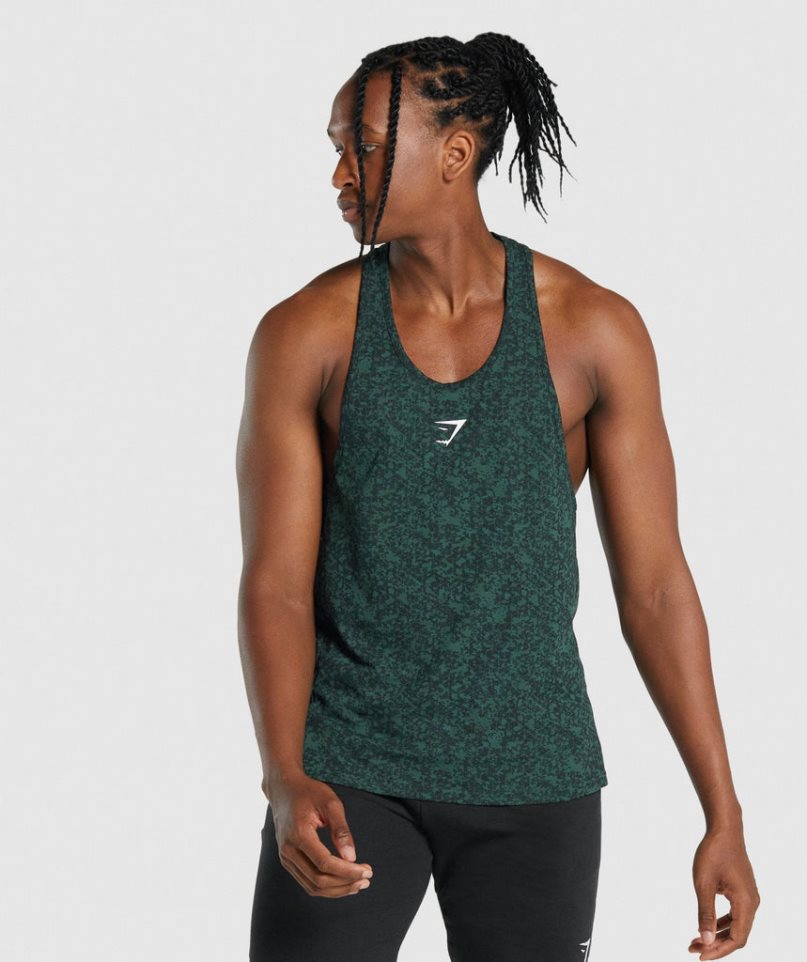 Men\'s Gymshark Critical 2.0 Stringer Tanks Dark Green | CA 735N8A